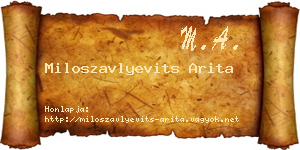 Miloszavlyevits Arita névjegykártya